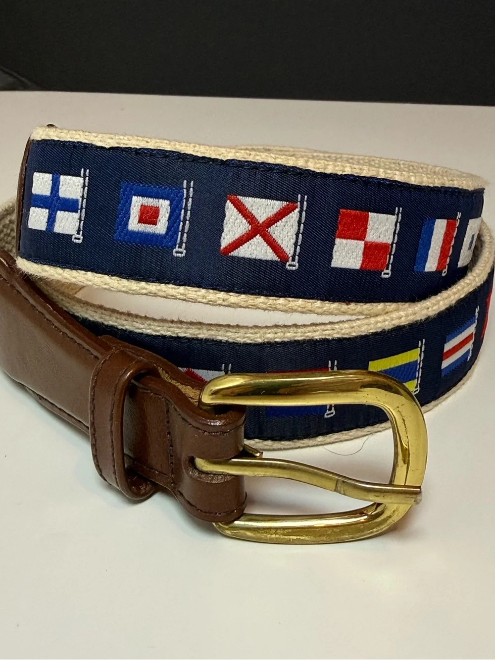 Canterbury Nautical Signal Flag Leather Belt Size 38